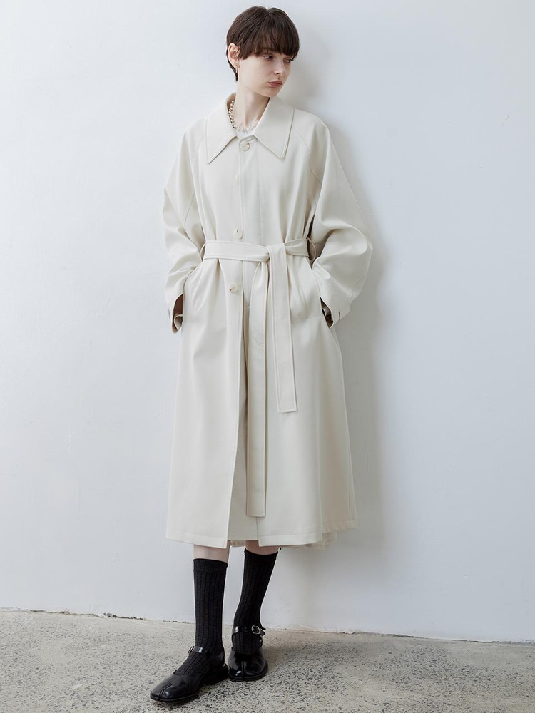 TG_Classic belted windbreaker coat_IVORY