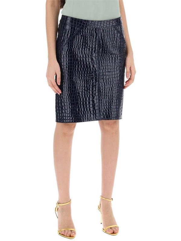 톰 포드 SS24 Tom ford goat leather crocodile effect skirt GCL871 LEX306