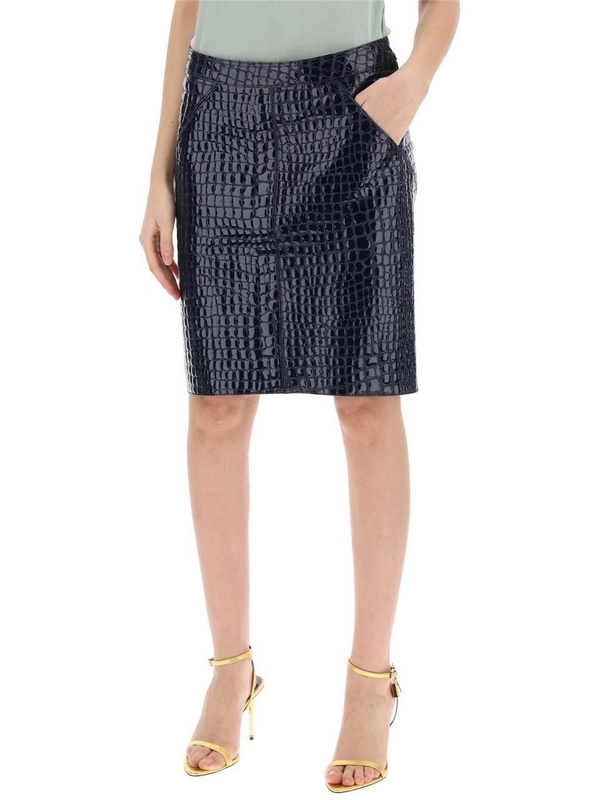 톰 포드 SS24 Tom ford goat leather crocodile effect skirt GCL871 LEX306