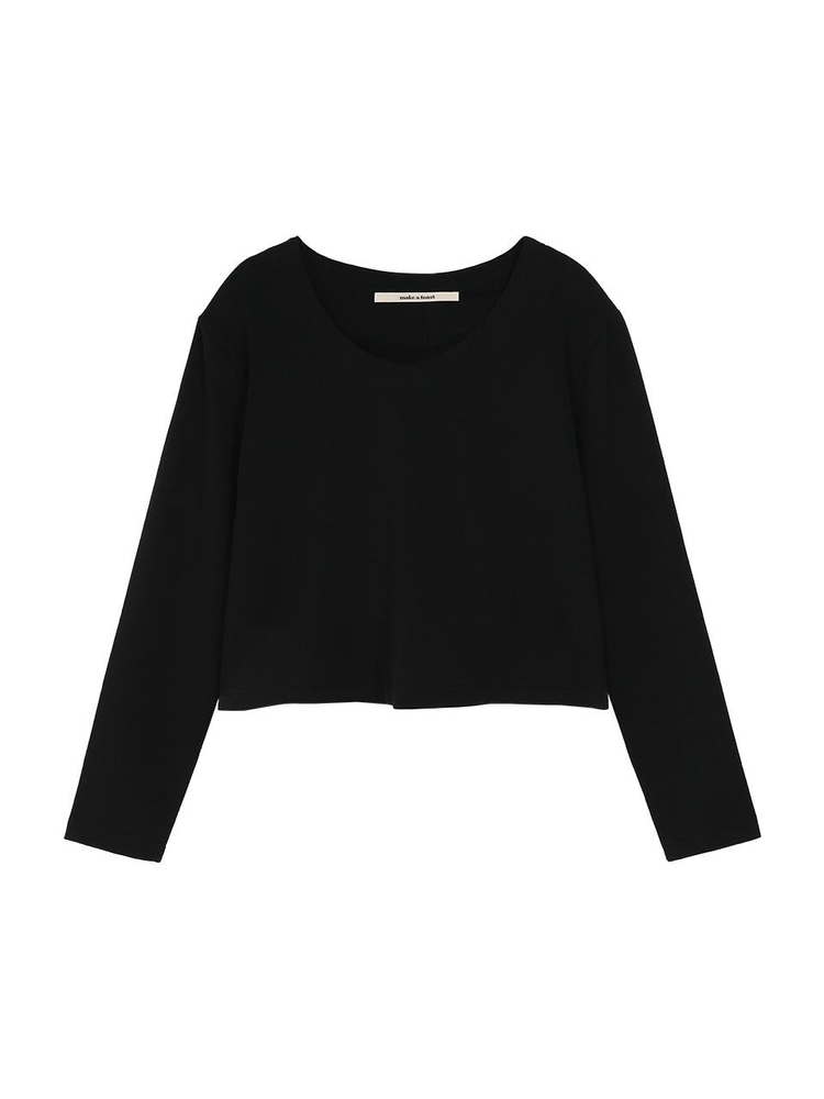 LOGO ROUND CROPPED T-SHIRT BLACK MBCFTO012BK