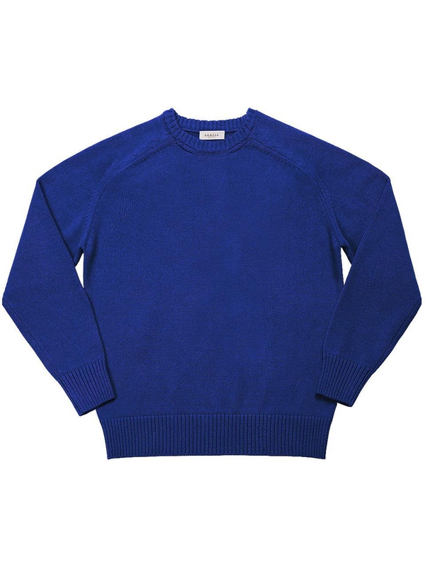 Saddle Crew neck Knit (Blue)