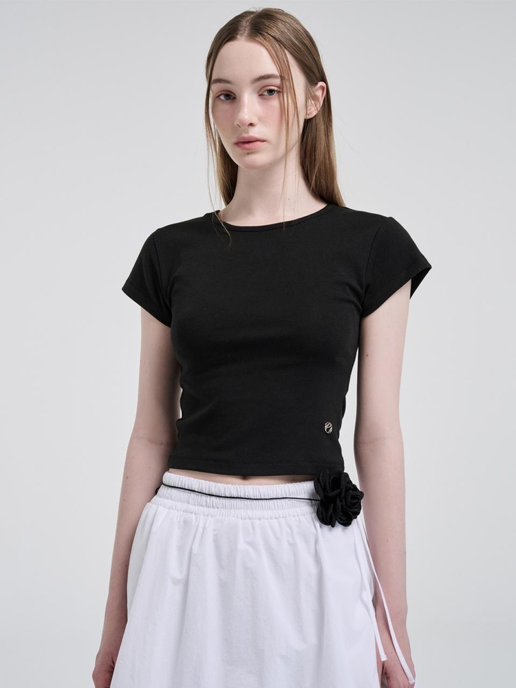 Cap Sleeve T-Shirt, Black