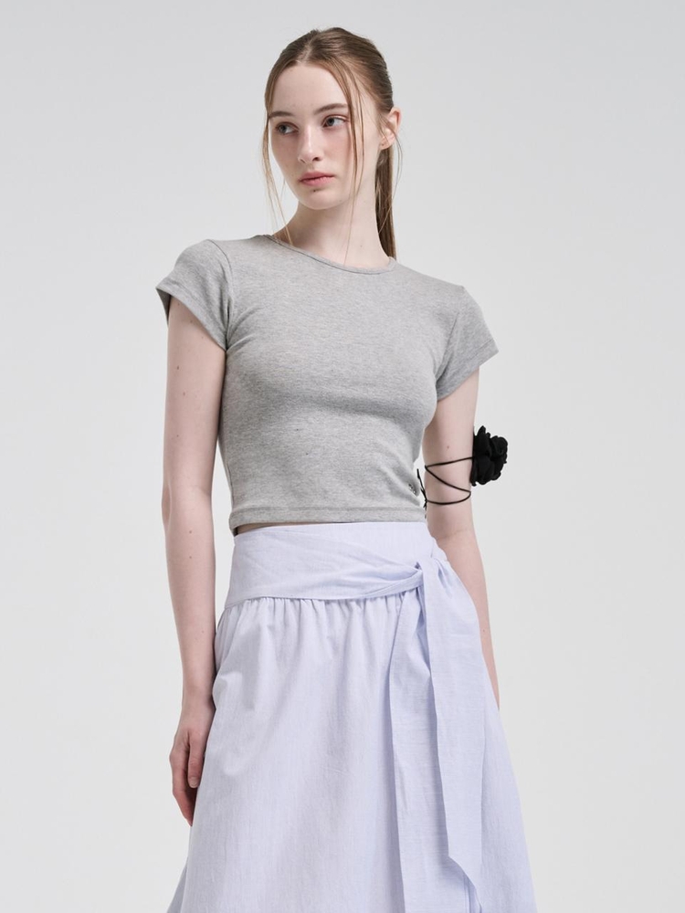 Cap Sleeve T-Shirt, Melange Grey