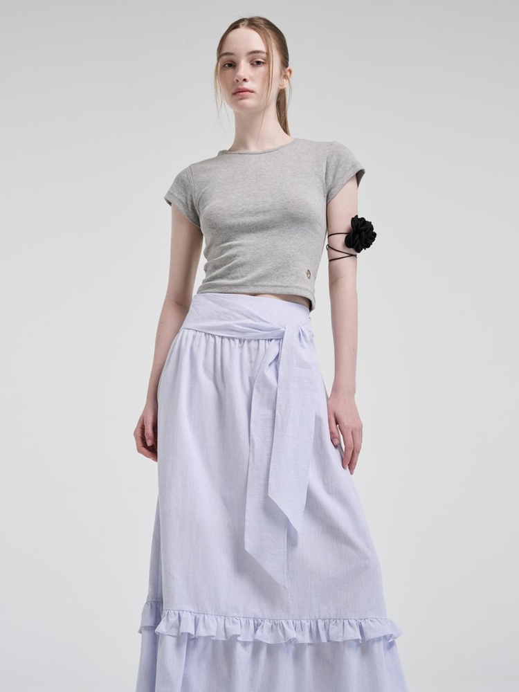 Cap Sleeve T-Shirt, Melange Grey