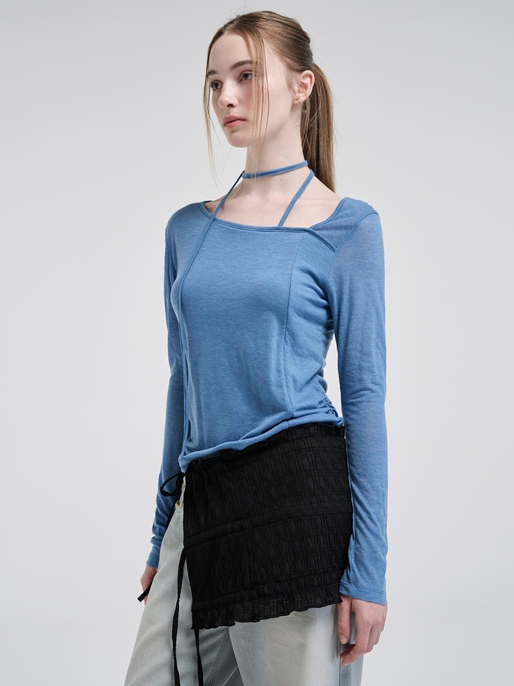 Strap Scarf T-Shirt, Blue