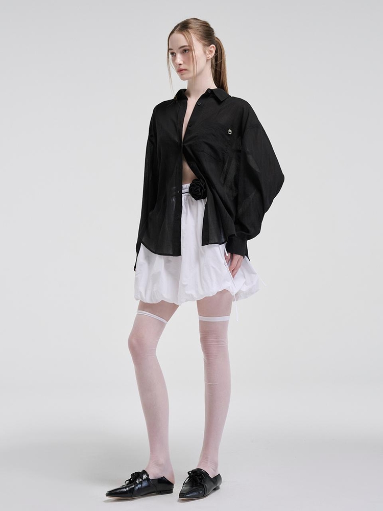 Oversized Pocket Summer Shirt, Black