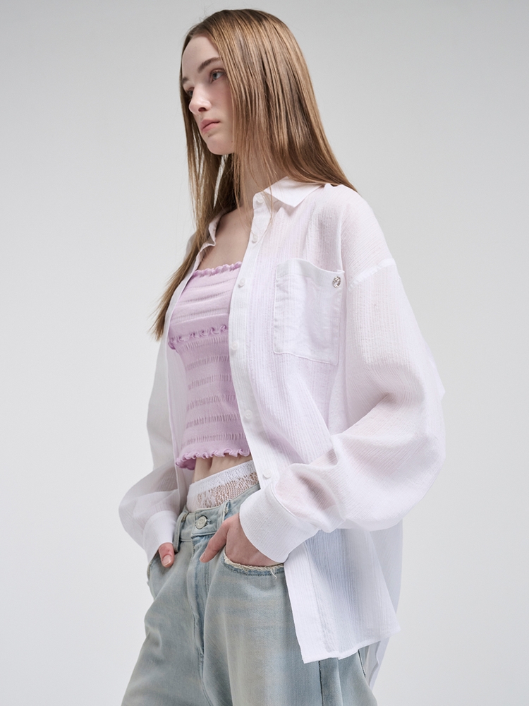 Oversized Pocket Summer Shirt, White