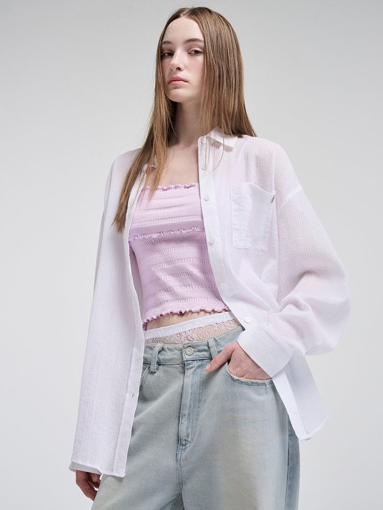 Oversized Pocket Summer Shirt, White