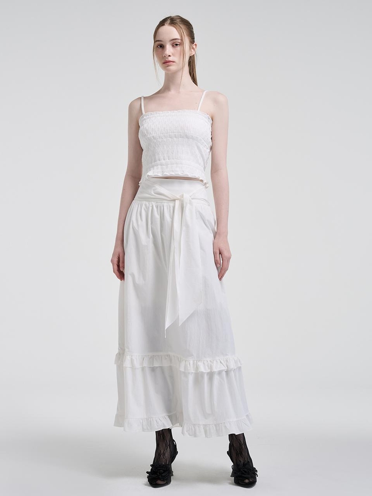 String Layered Sleeveless Blouse, White