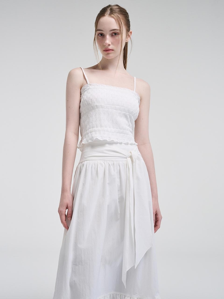 String Layered Sleeveless Blouse, White