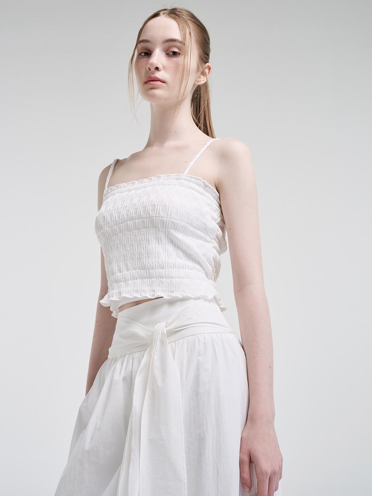 String Layered Sleeveless Blouse, White