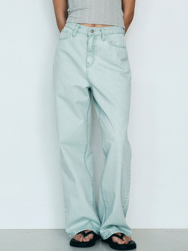 Color Pigment Dying Denim Pants (Mint)