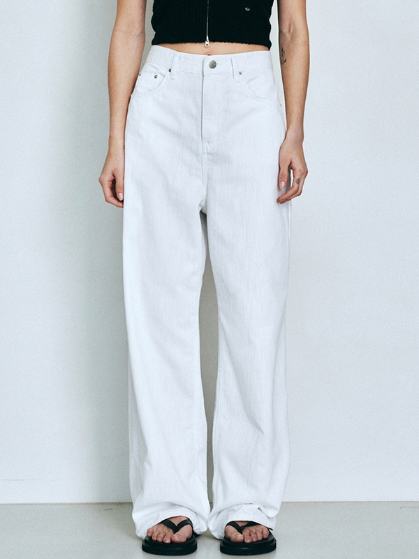 Slub Texture Wide Denim Pants