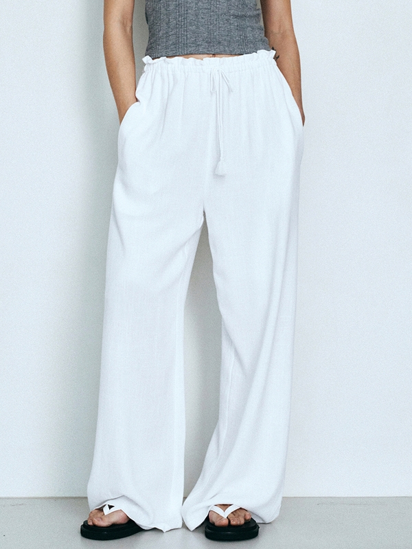 Tassel Wide Banding Pants (Ivory)