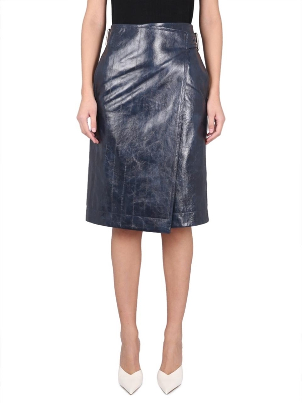 보테가베네타 SS23 LEATHER MIDI SKIRT 743739_V2QS04217