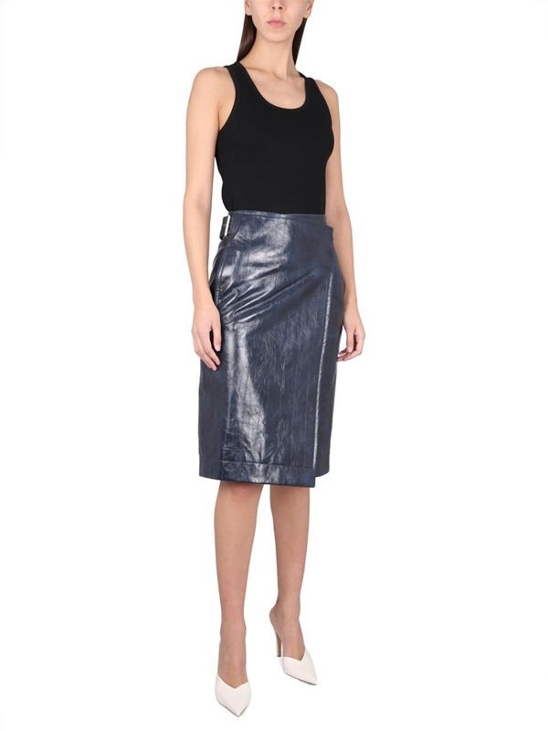 보테가베네타 SS23 LEATHER MIDI SKIRT 743739_V2QS04217