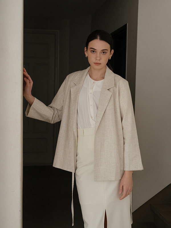 Linen Tie Waist Jacket