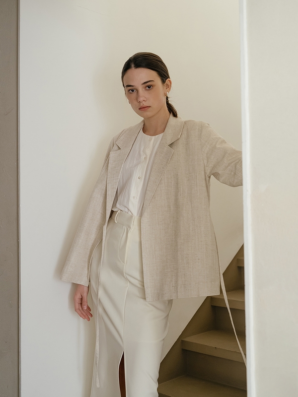 Linen Tie Waist Jacket