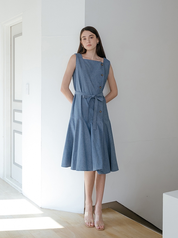 Denim Flared Hem Dress