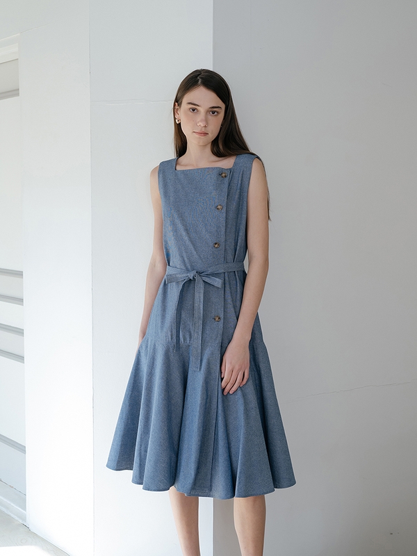 Denim Flared Hem Dress