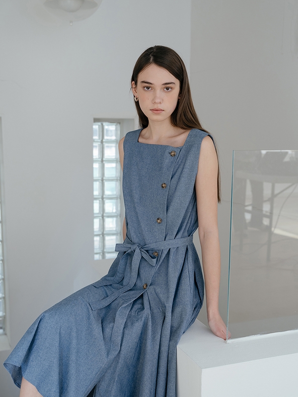 Denim Flared Hem Dress