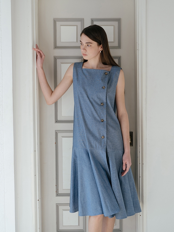 Denim Flared Hem Dress