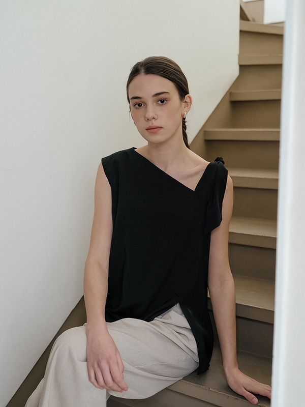 Black Asymmetric Blouse