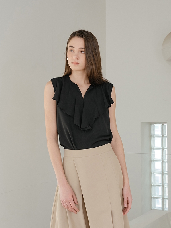 Black Flared Blouse