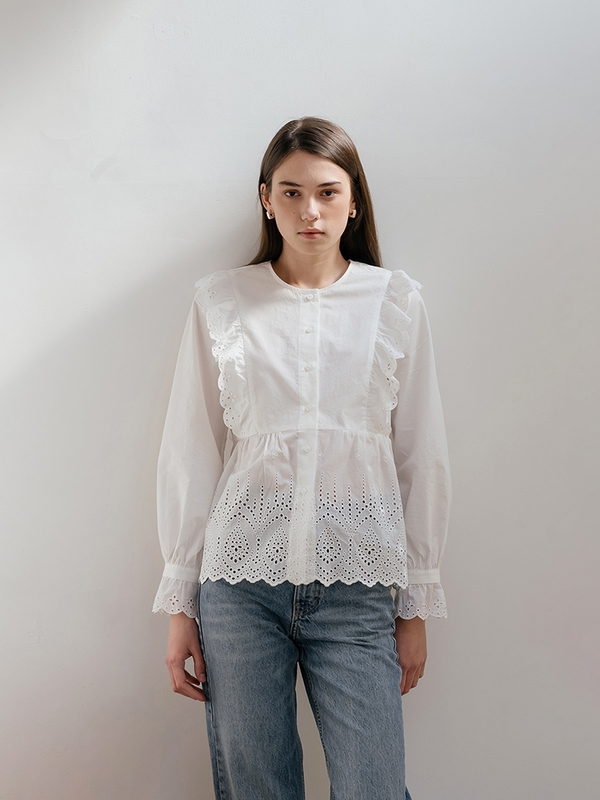 White Lace Trim Shirt