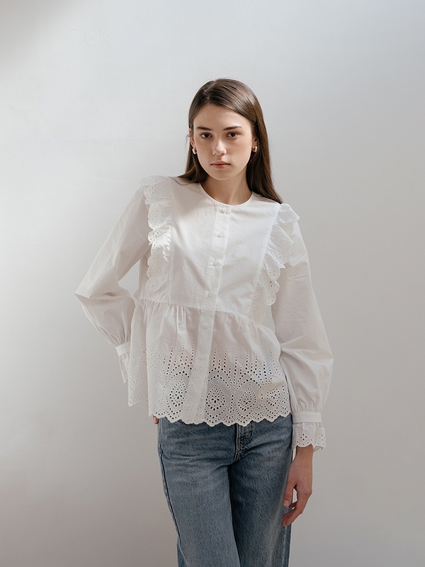 White Lace Trim Shirt