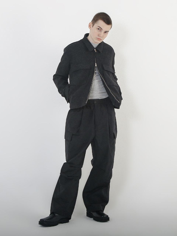 Padding Parachute Cargo Pants (Black)