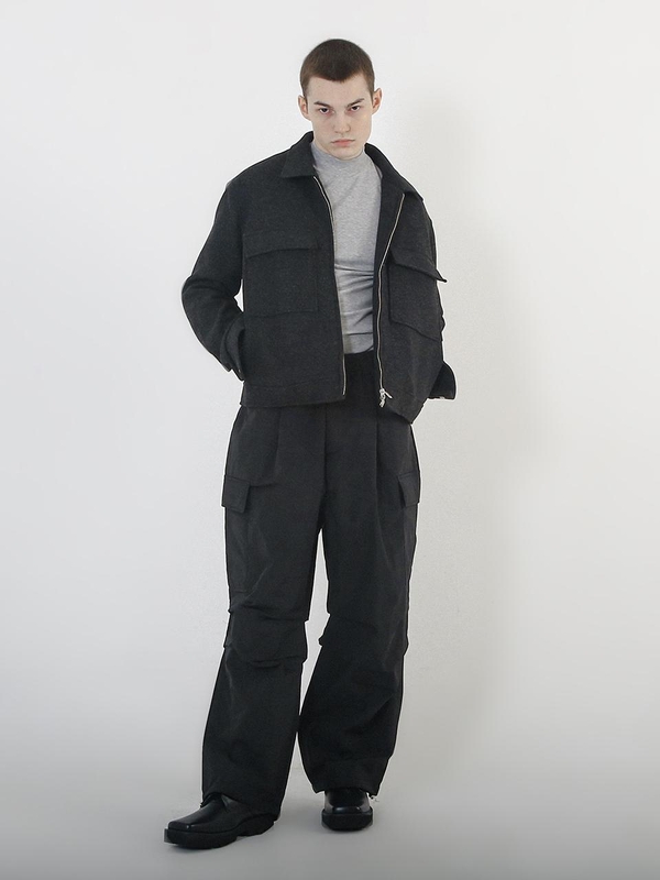 Padding Parachute Cargo Pants (Black)