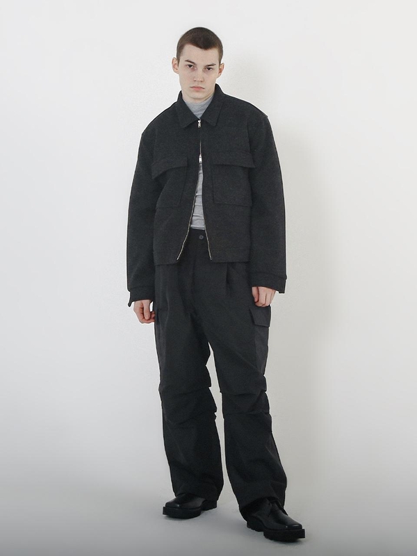 Padding Parachute Cargo Pants (Black)