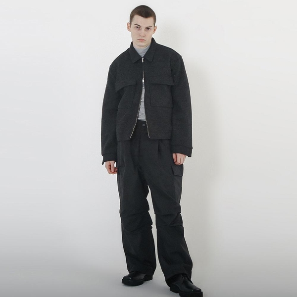 Padding Parachute Cargo Pants (Black)