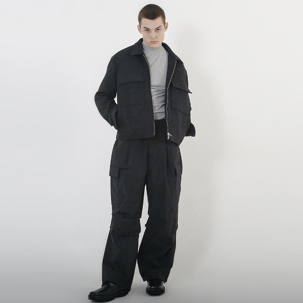 Padding Parachute Cargo Pants (Black)