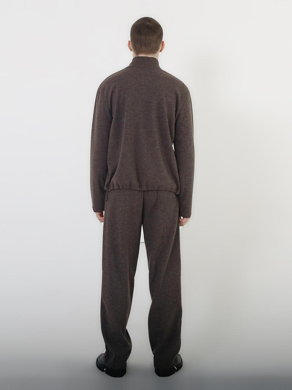 Ribbed Knit String Pants (Brown)