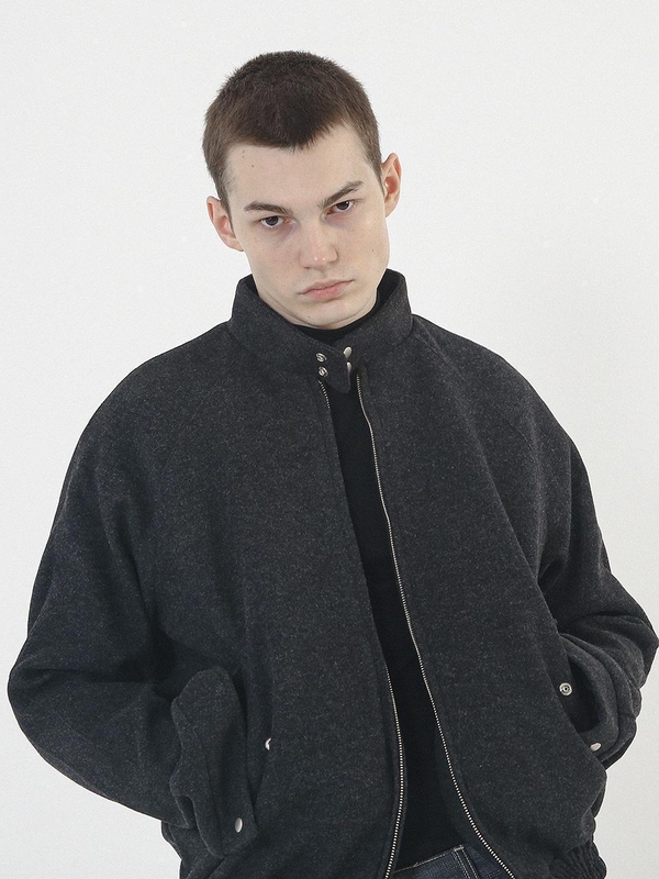 Harington Wool Biker Varsity Jacket (Black)