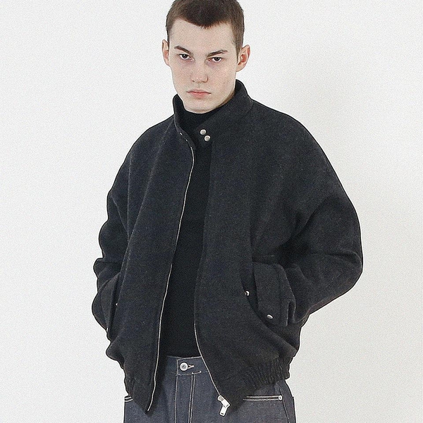 Harington Wool Biker Varsity Jacket (Black)