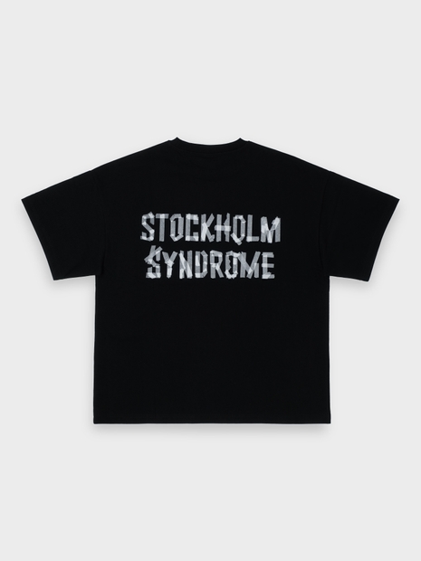 OVERSIZE FIT PAPER TAPE TEE - BLACK