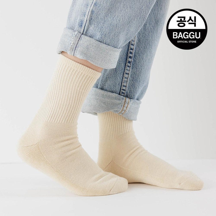 BAGGU 바쿠 골지 양말 에크루 스몰