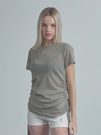 SeeThrough String T-Shirt-Khaki