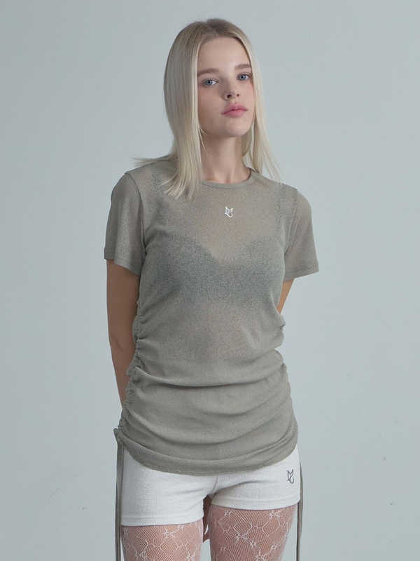 SeeThrough String T-Shirt-Khaki