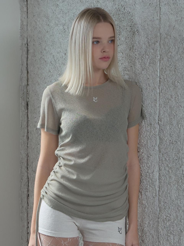 SeeThrough String T-Shirt-Khaki