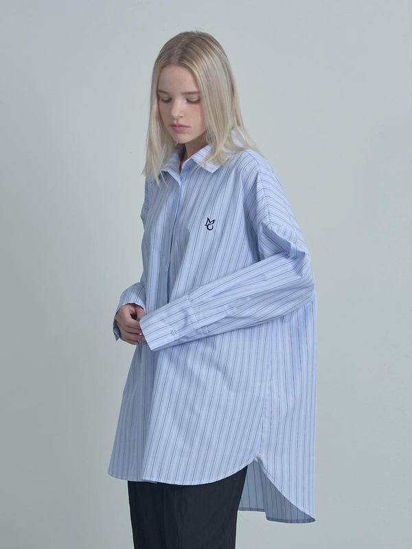 Logo Stripe Over Shirt-Blue