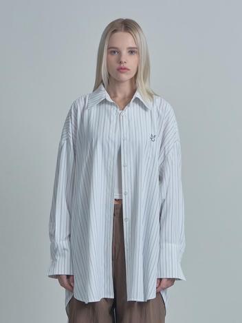 Logo Stripe Over Shirt-White