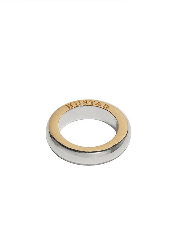 HUSTAD 153 SILVER COMBO HUSTAD LOGO RING_휴스타드 콤보 925 실버 / 14k 골드 링