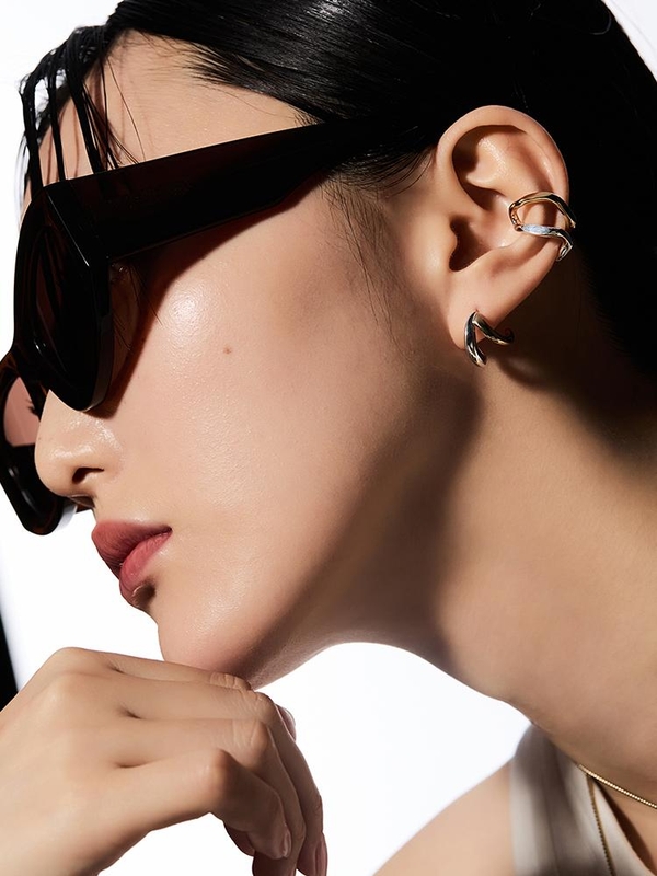 HUSTAD 190 Mirror Gold Earcuff_ 925 실버 / 14k 골드 미러 이어커프