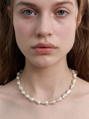 Baroque Pearl Sheer Ribbon Necklace (L241MNK010)