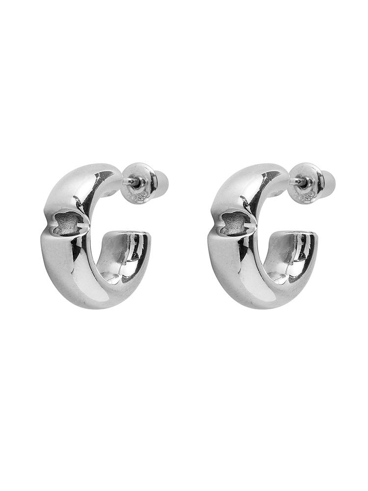 HUSTAD 159 Silver Mid Round earring_925 실버 미드 라운드 이어링