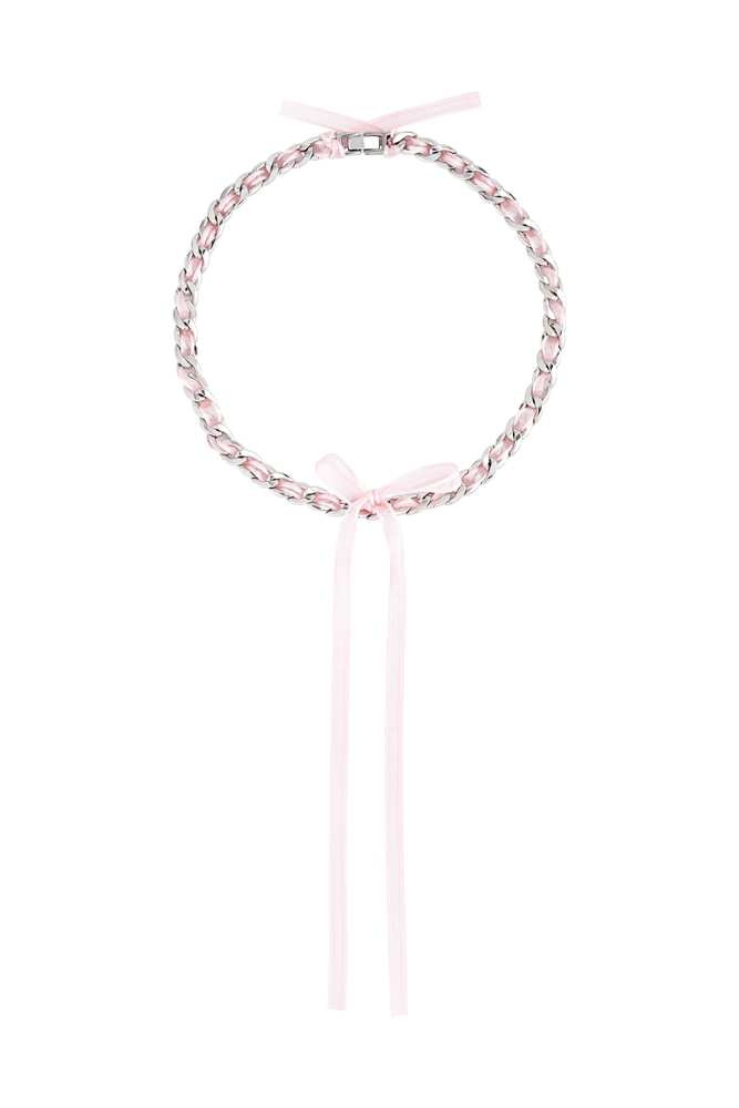 Bebe Sheer Ribbon Chain Necklace (L241MNK090)